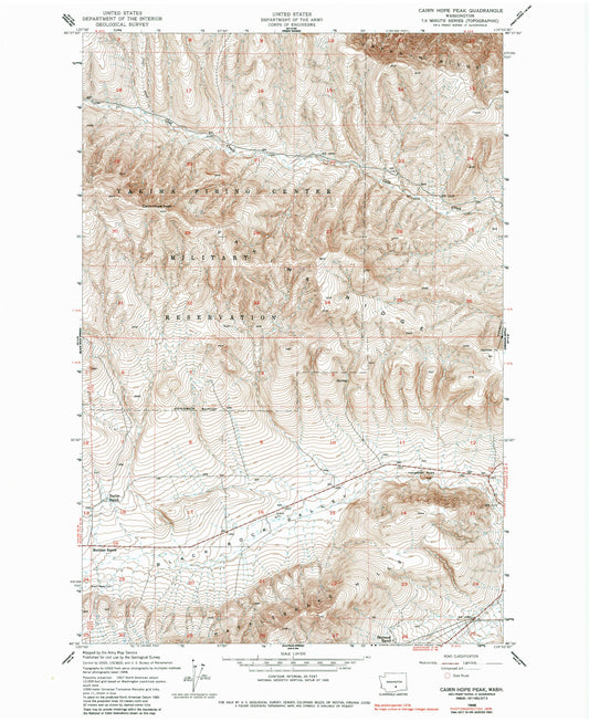 Classic USGS Cairn Hope Peak Washington 7.5'x7.5' Topo Map Image