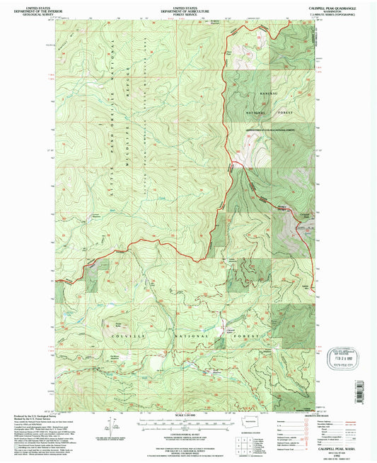 Classic USGS Calispell Peak Washington 7.5'x7.5' Topo Map Image