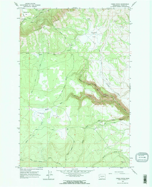 Classic USGS Camas Patch Washington 7.5'x7.5' Topo Map Image