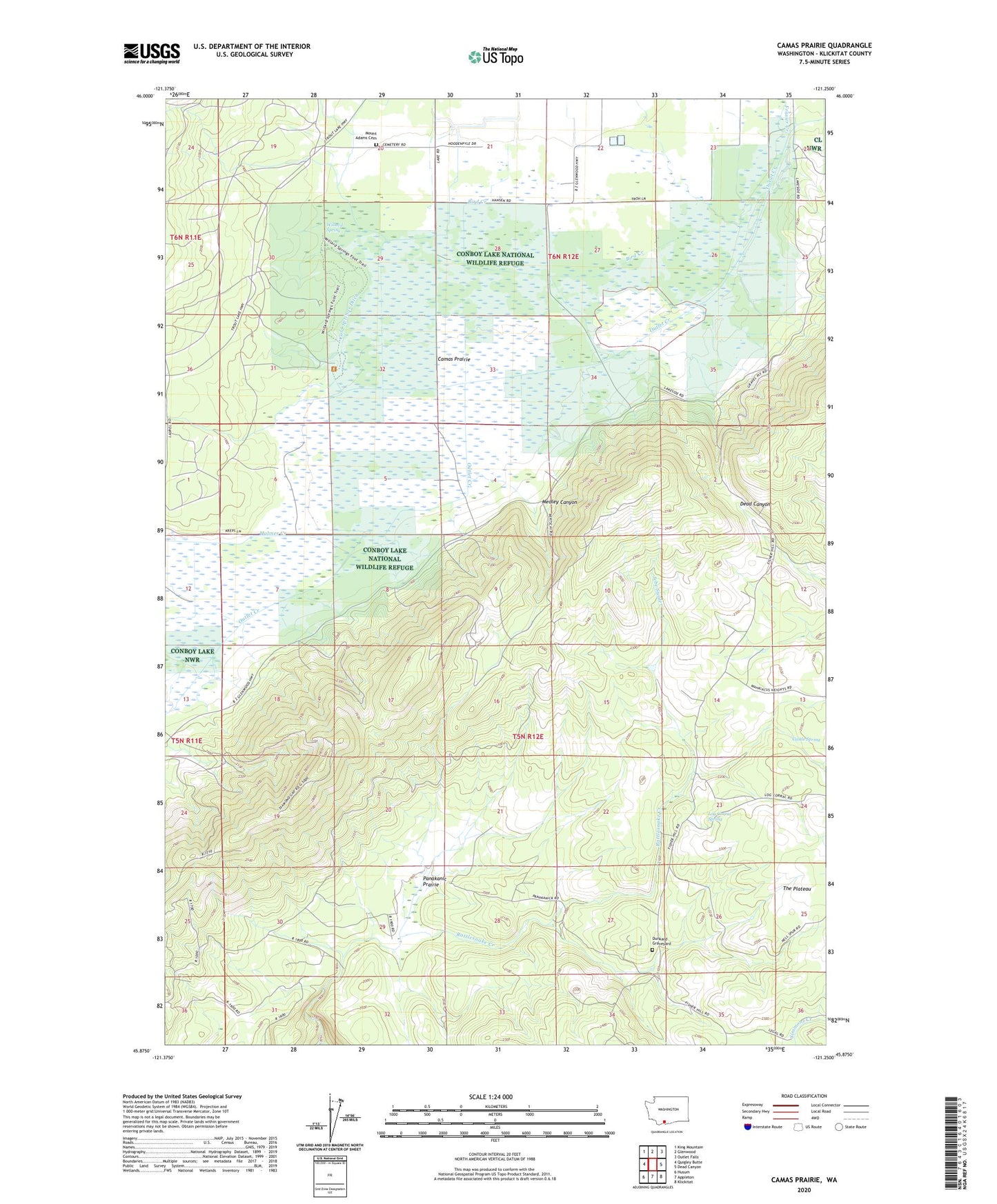 Camas Prairie Washington US Topo Map Image