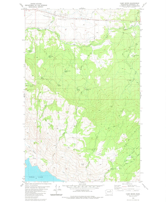 Classic USGS Camp Seven Washington 7.5'x7.5' Topo Map Image