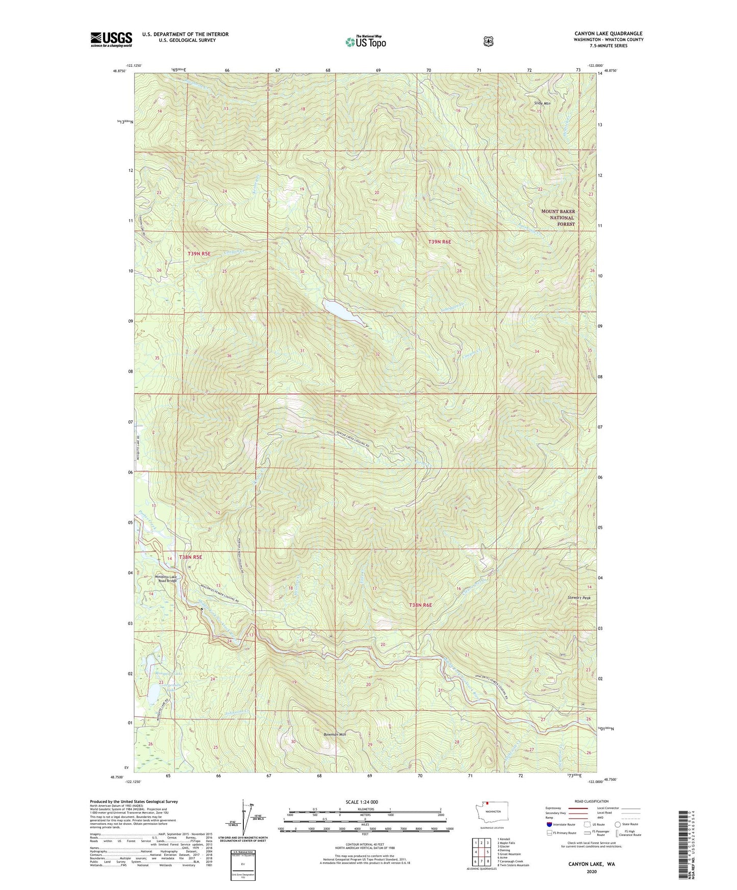 Canyon Lake Washington US Topo Map Image