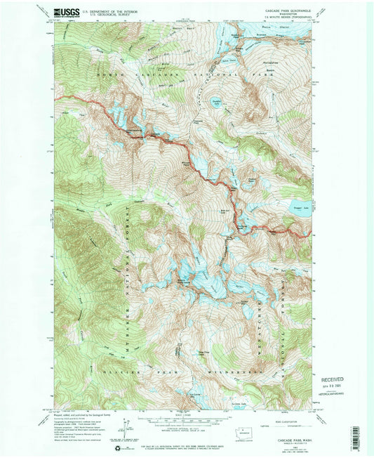USGS Classic Cascade Pass Washington 7.5'x7.5' Topo Map Image