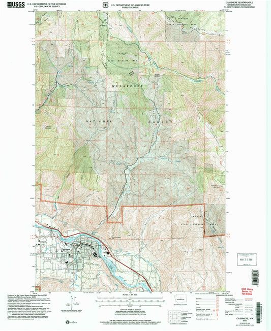 Classic USGS Cashmere Washington 7.5'x7.5' Topo Map Image