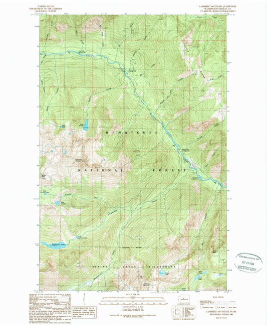 USGS Classic Cashmere Mountain Washington 7.5'x7.5' Topo Map Image