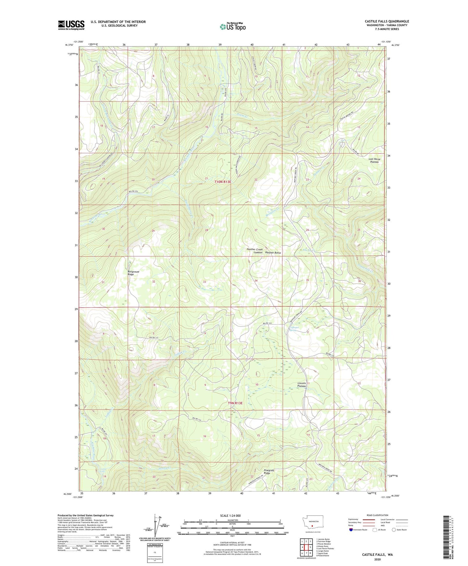 Castile Falls Washington US Topo Map Image