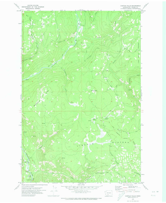 Classic USGS Castile Falls Washington 7.5'x7.5' Topo Map Image
