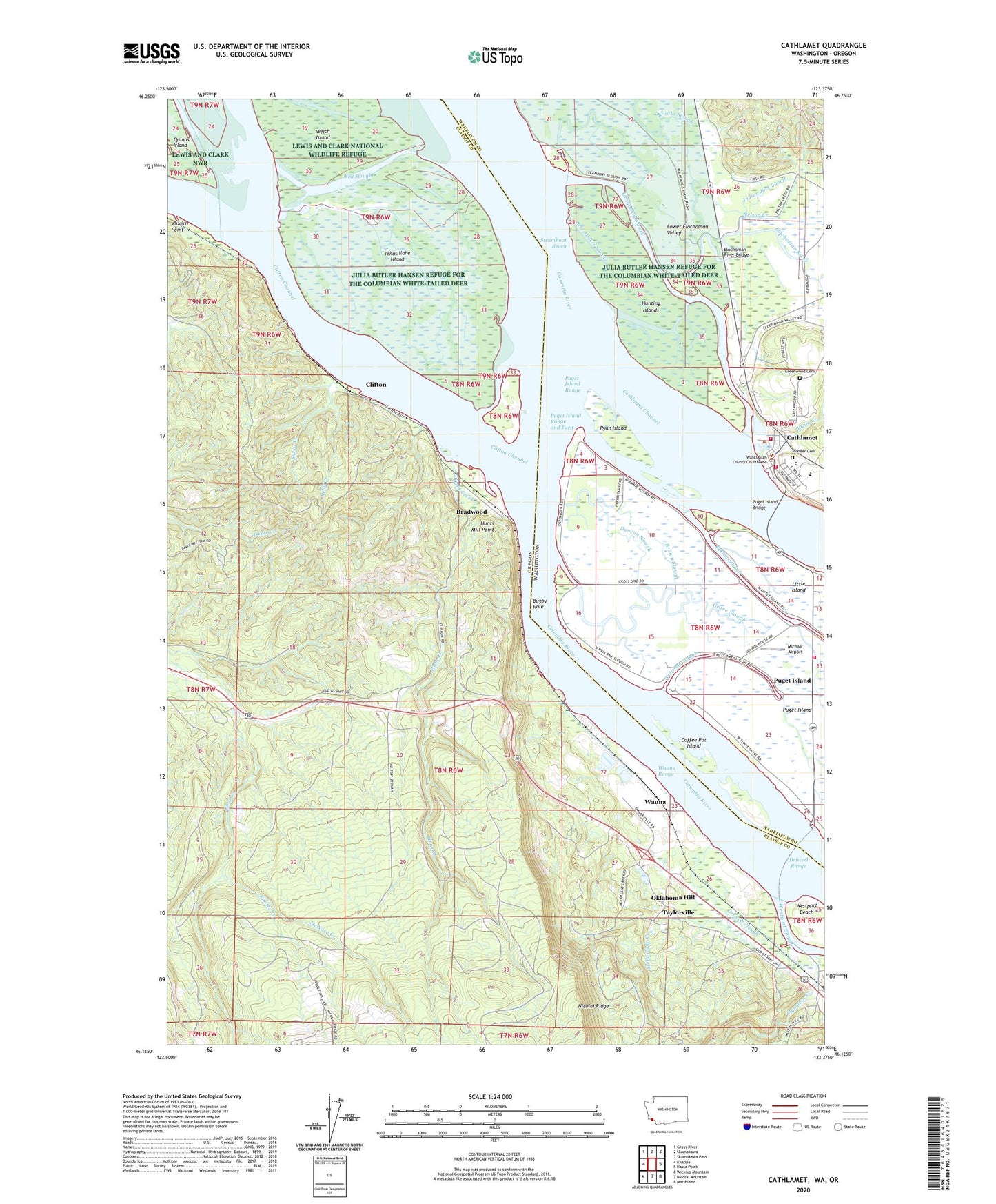 Cathlamet Washington US Topo Map Image