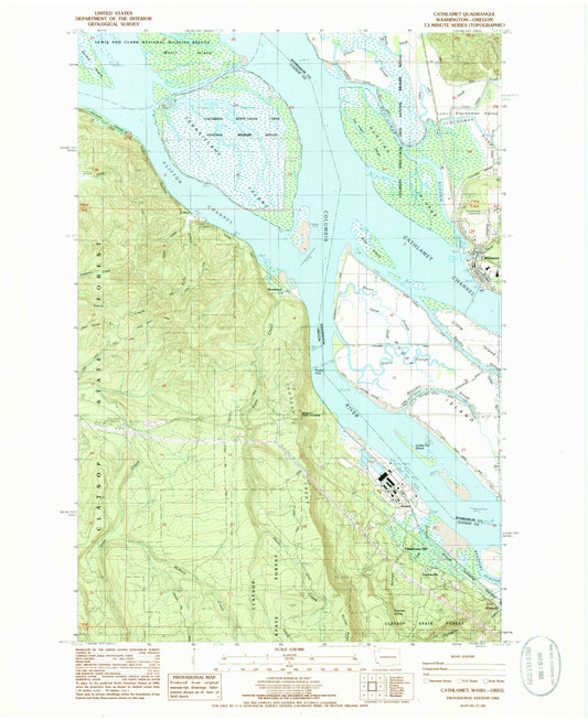 Classic USGS Cathlamet Washington 7.5'x7.5' Topo Map Image
