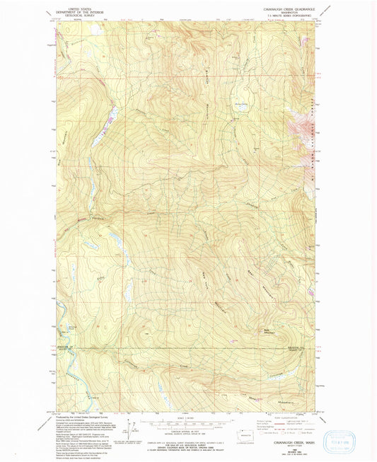 Classic USGS Cavanaugh Creek Washington 7.5'x7.5' Topo Map Image