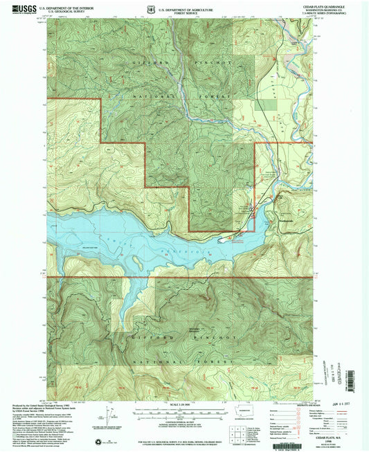 Classic USGS Cedar Flats Washington 7.5'x7.5' Topo Map Image
