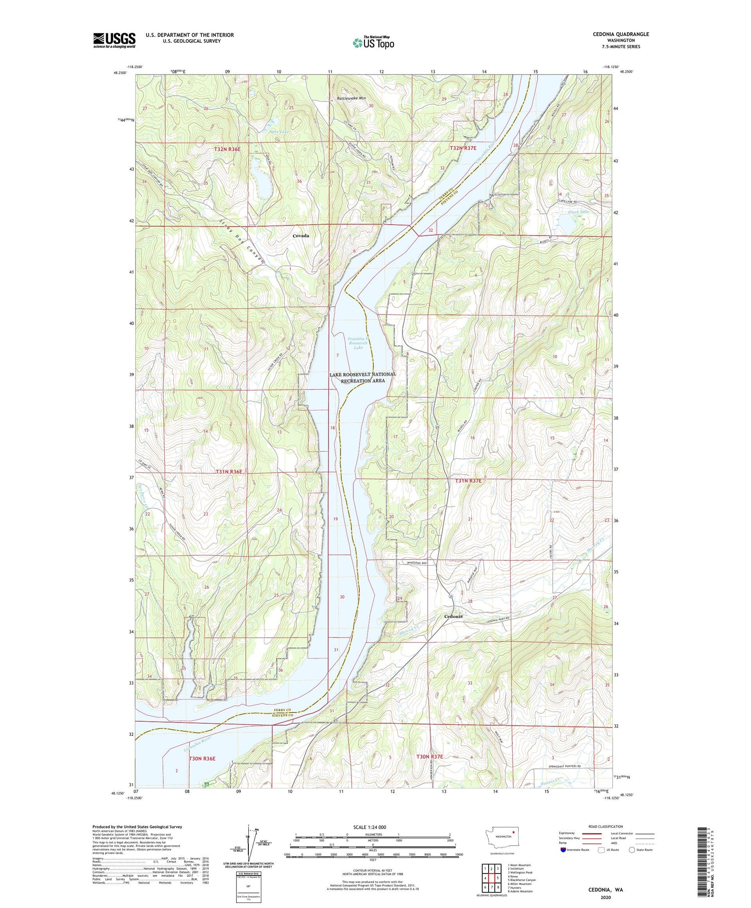 Cedonia Washington US Topo Map Image