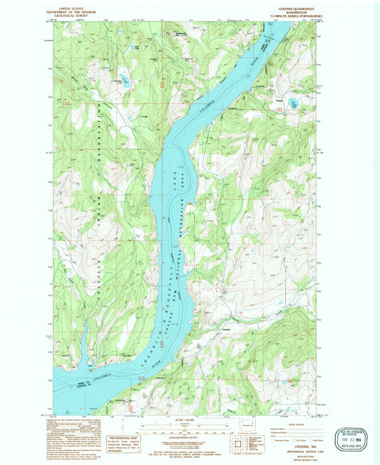 Classic USGS Cedonia Washington 7.5'x7.5' Topo Map Image