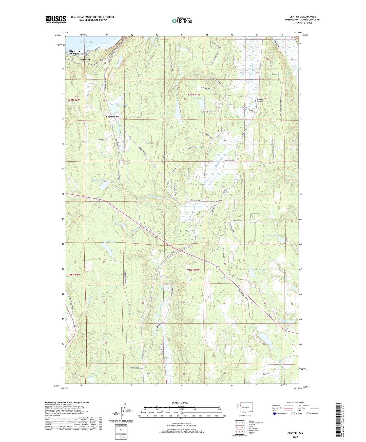 Center Washington US Topo Map Image