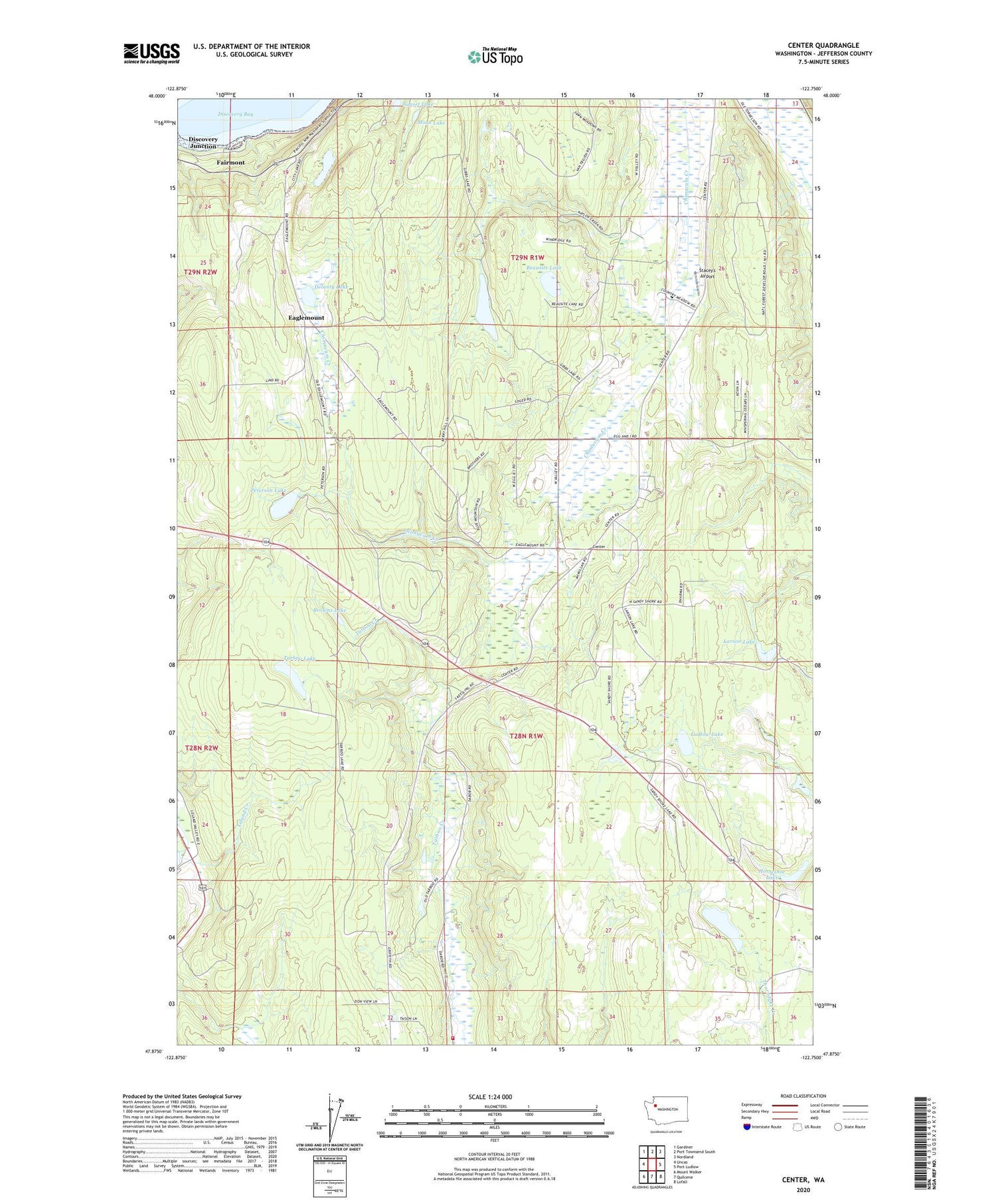 Center Washington US Topo Map Image