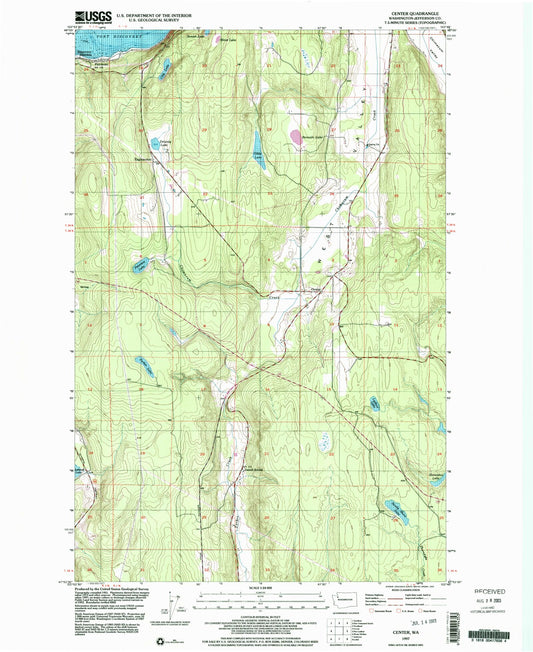 Classic USGS Center Washington 7.5'x7.5' Topo Map Image
