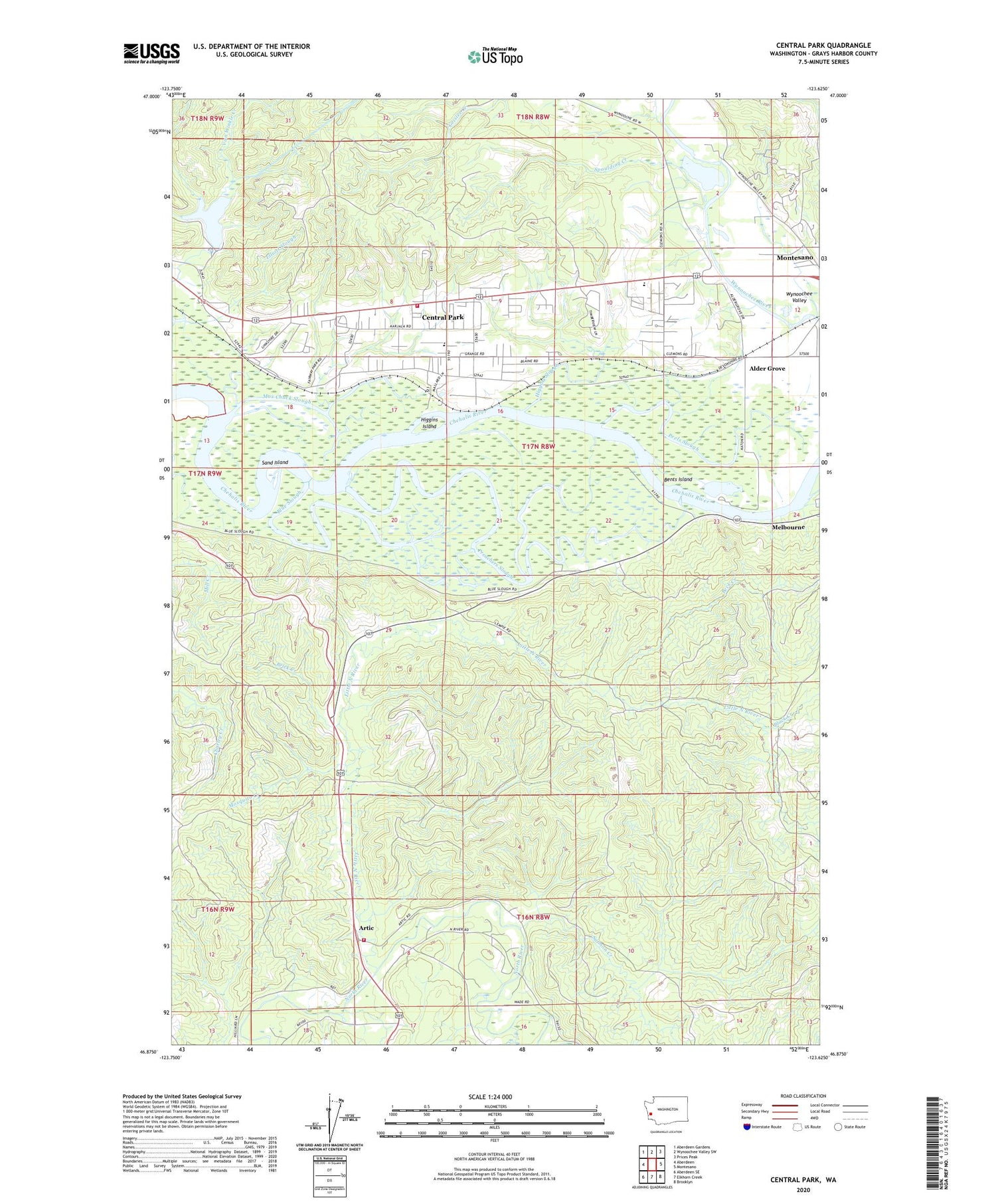 Central Park Washington US Topo Map Image