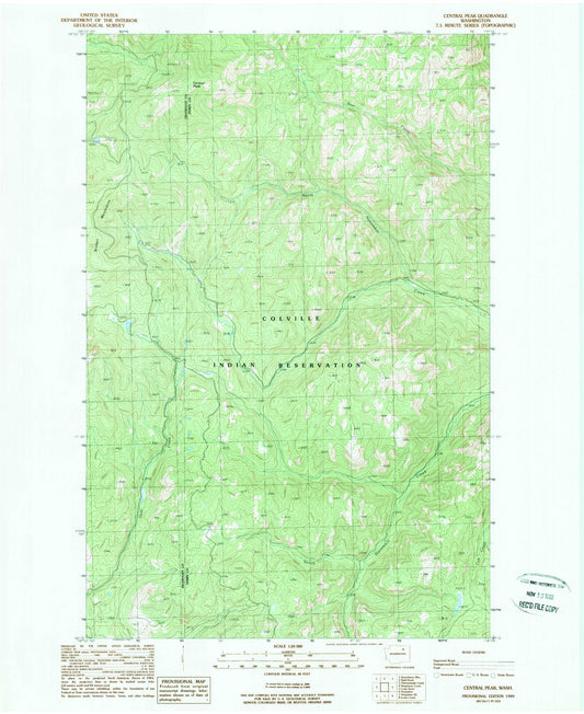 Classic USGS Central Peak Washington 7.5'x7.5' Topo Map Image