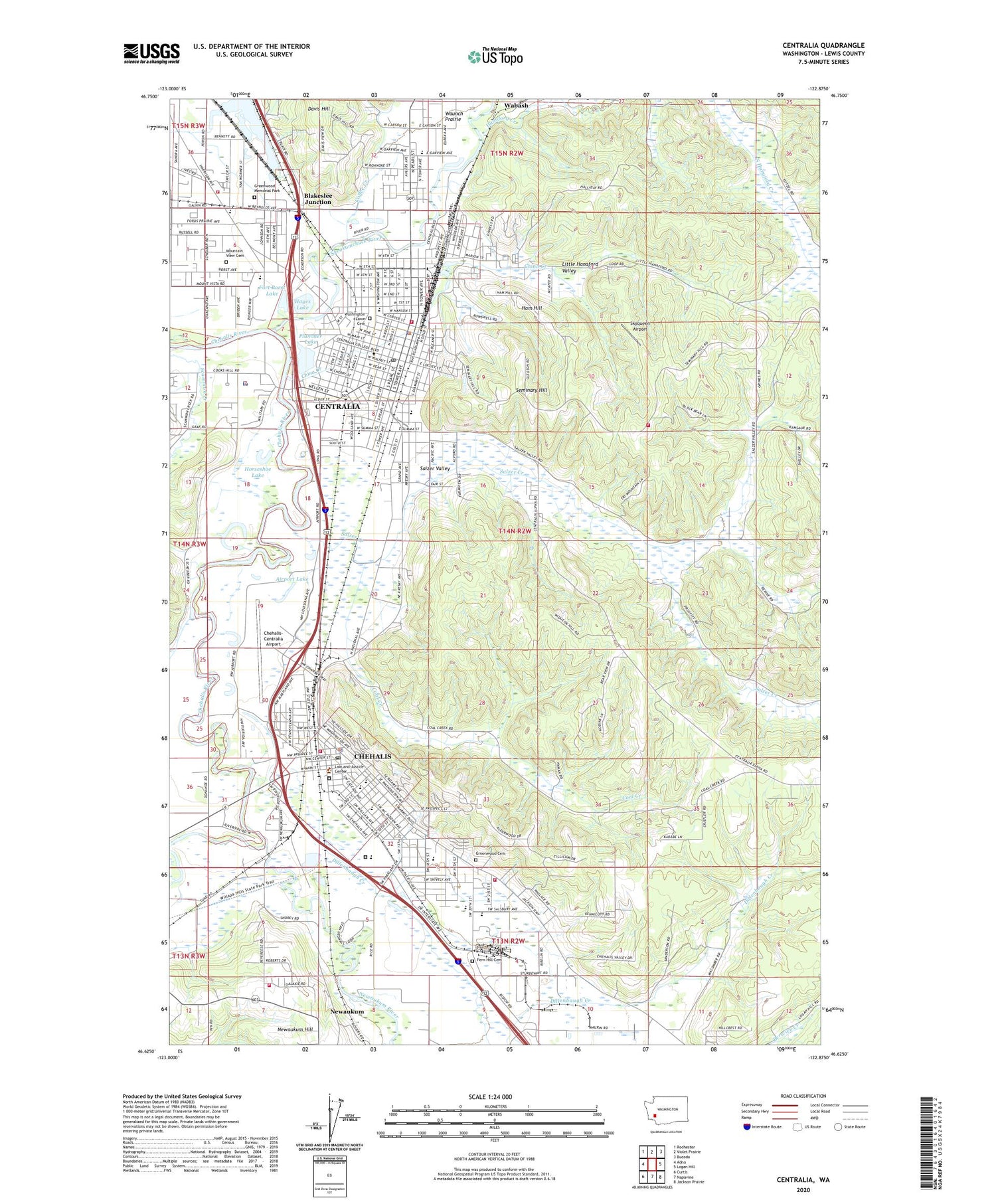 Centralia Washington US Topo Map Image