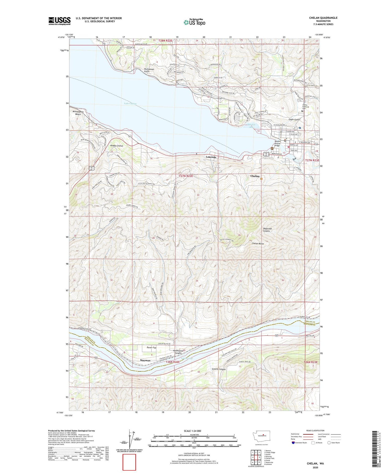 Chelan Washington US Topo Map Image