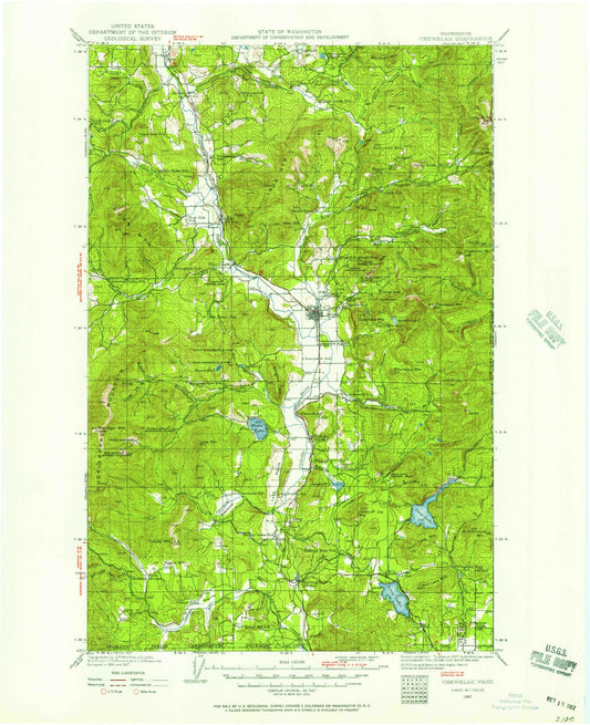 Historic 1927 Chewelah Washington 30'x30' Topo Map Image