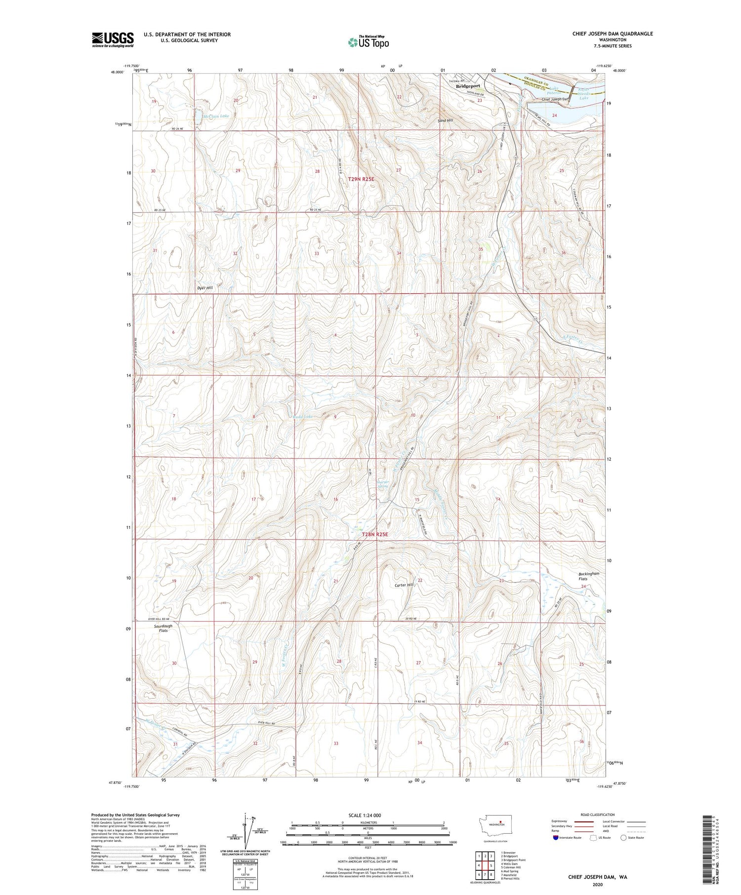Chief Joseph Dam Washington US Topo Map Image