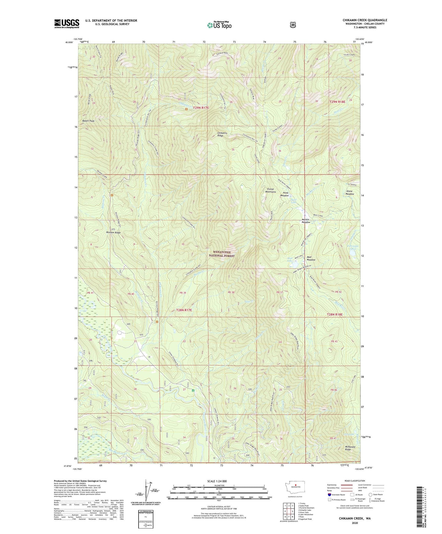 Chikamin Creek Washington US Topo Map Image