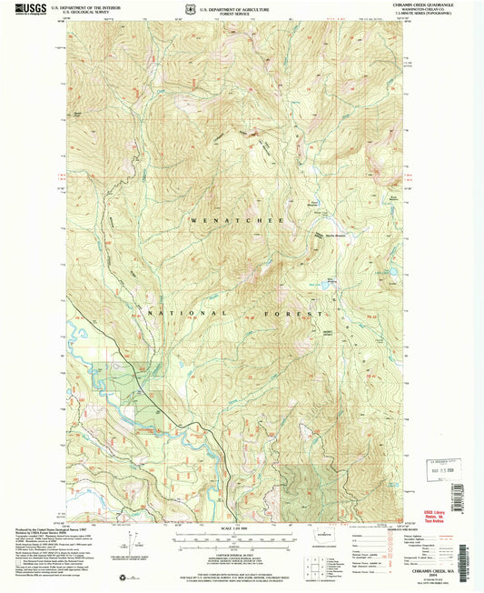 Classic USGS Chikamin Creek Washington 7.5'x7.5' Topo Map Image
