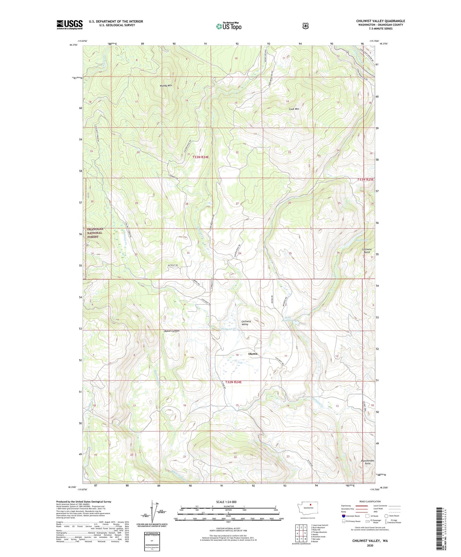 Chiliwist Valley Washington US Topo Map Image