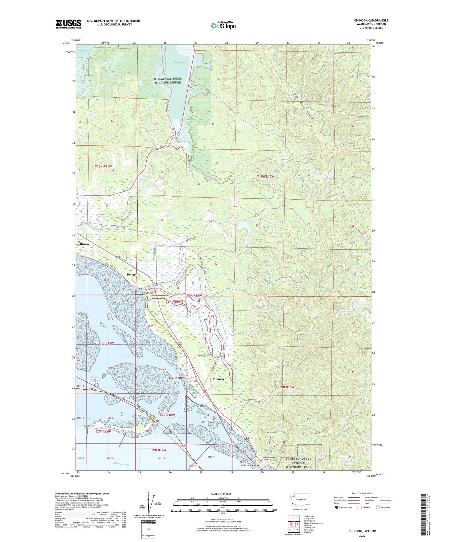 Chinook Washington US Topo Map Image
