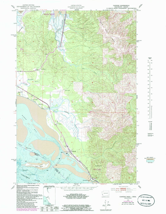 Classic USGS Chinook Washington 7.5'x7.5' Topo Map Image