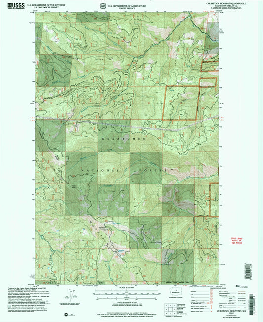 Classic USGS Chumstick Mountain Washington 7.5'x7.5' Topo Map Image