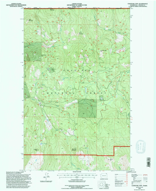 Classic USGS Churchill Mountain Washington 7.5'x7.5' Topo Map Image