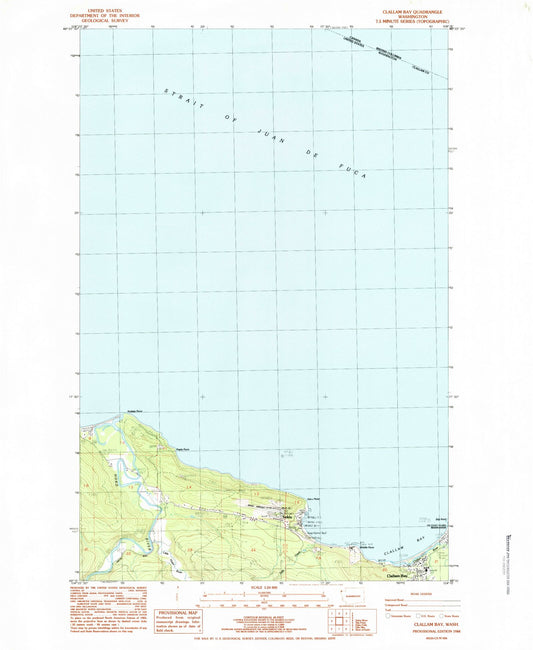 Classic USGS Clallam Bay Washington 7.5'x7.5' Topo Map Image