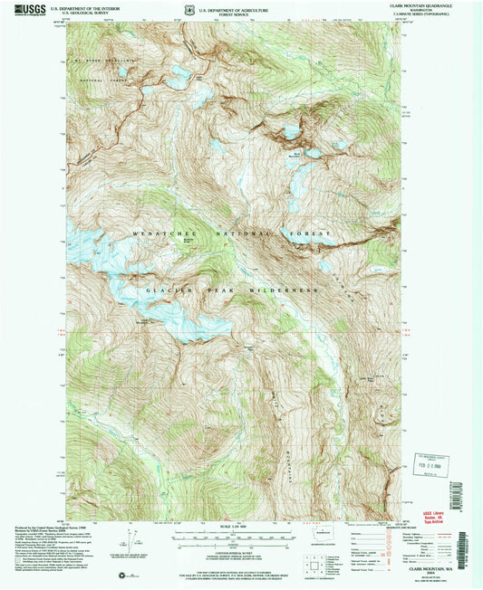 Classic USGS Clark Mountain Washington 7.5'x7.5' Topo Map Image