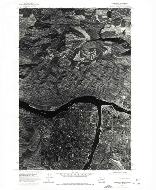 Classic USGS Clarkston Washington 7.5'x7.5' Topo Map Image
