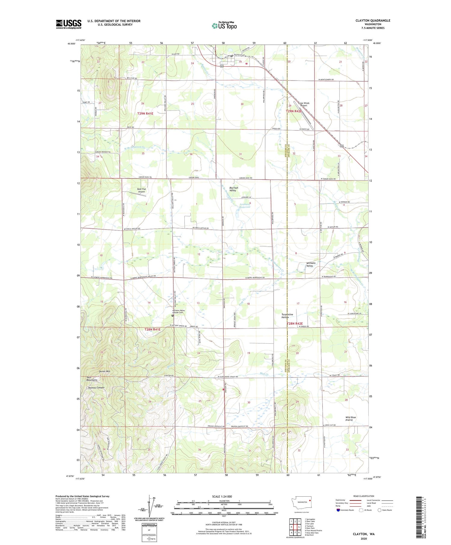 Clayton Washington US Topo Map Image