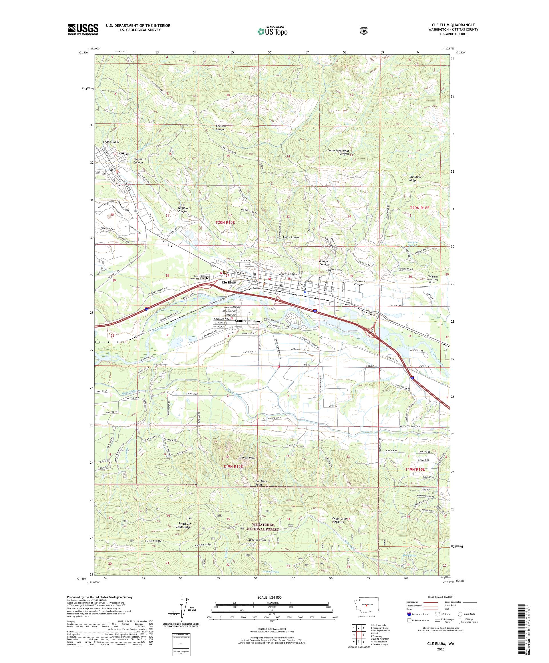 Cle Elum Washington US Topo Map – MyTopo Map Store