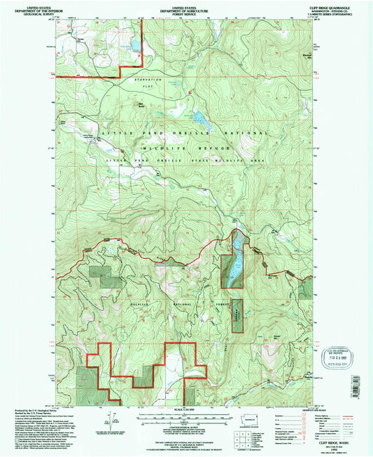 Classic USGS Cliff Ridge Washington 7.5'x7.5' Topo Map Image