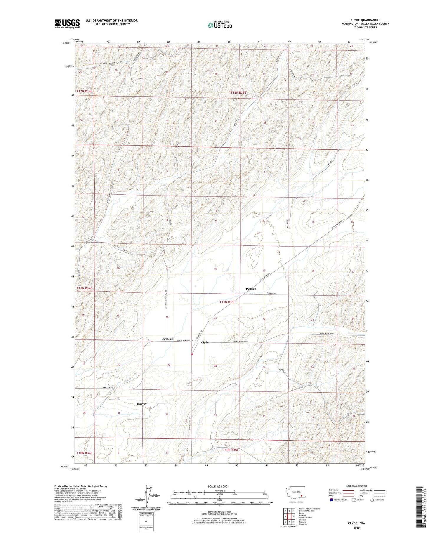 Clyde Washington US Topo Map Image