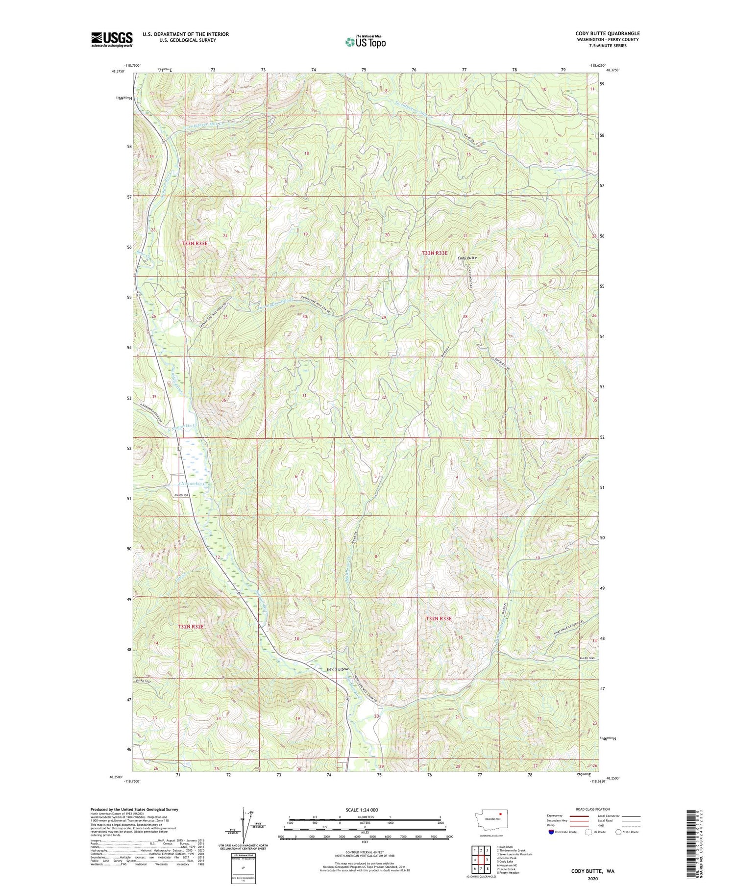 Cody Butte Washington US Topo Map Image