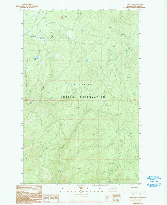Classic USGS Cody Lake Washington 7.5'x7.5' Topo Map Image