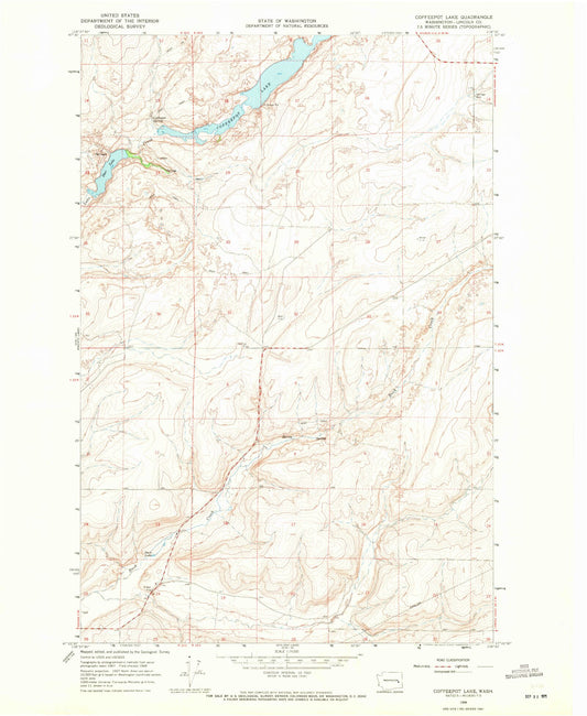 Classic USGS Coffeepot Lake Washington 7.5'x7.5' Topo Map Image