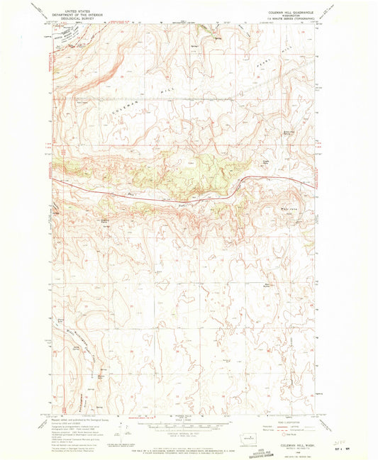 Classic USGS Coleman Hill Washington 7.5'x7.5' Topo Map Image