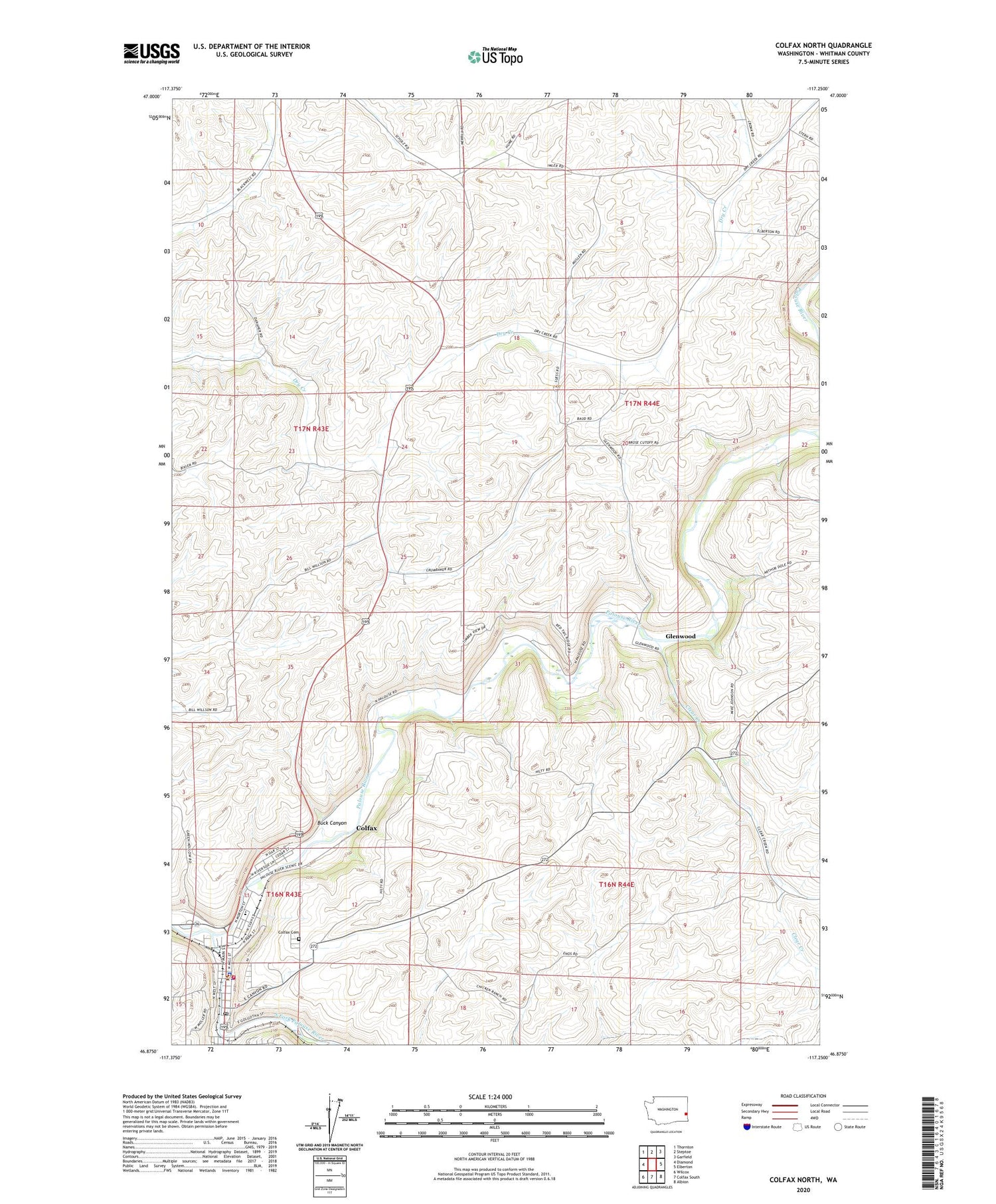 Colfax North Washington US Topo Map Image