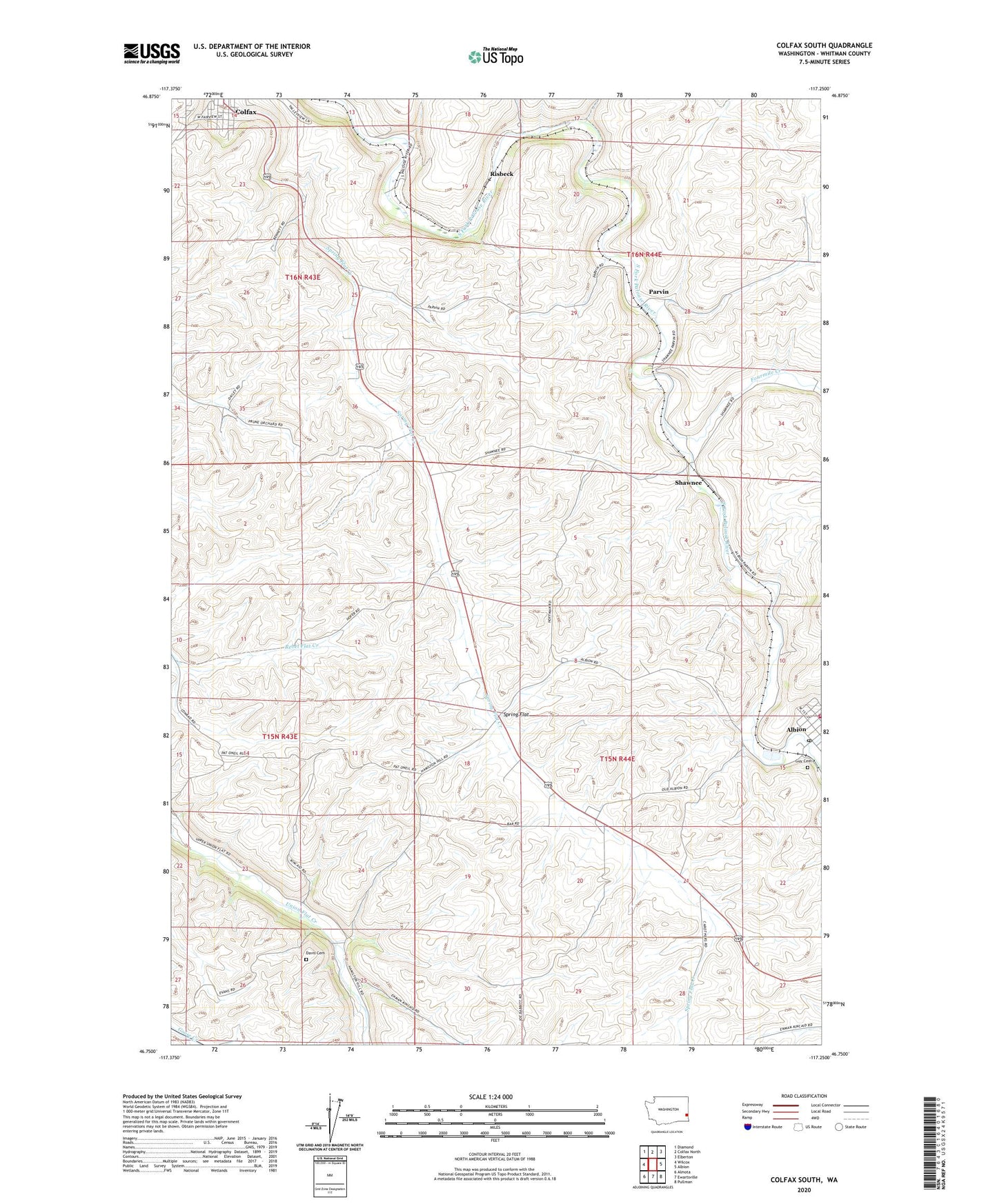 Colfax South Washington US Topo Map Image