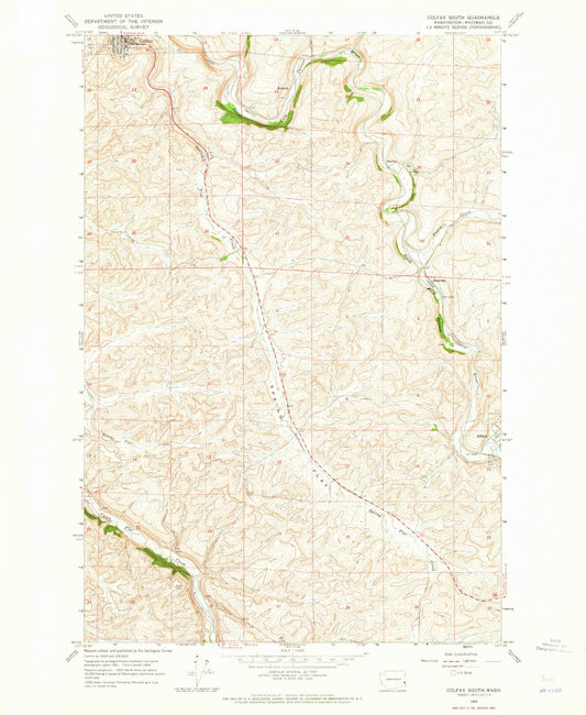 Classic USGS Colfax South Washington 7.5'x7.5' Topo Map Image