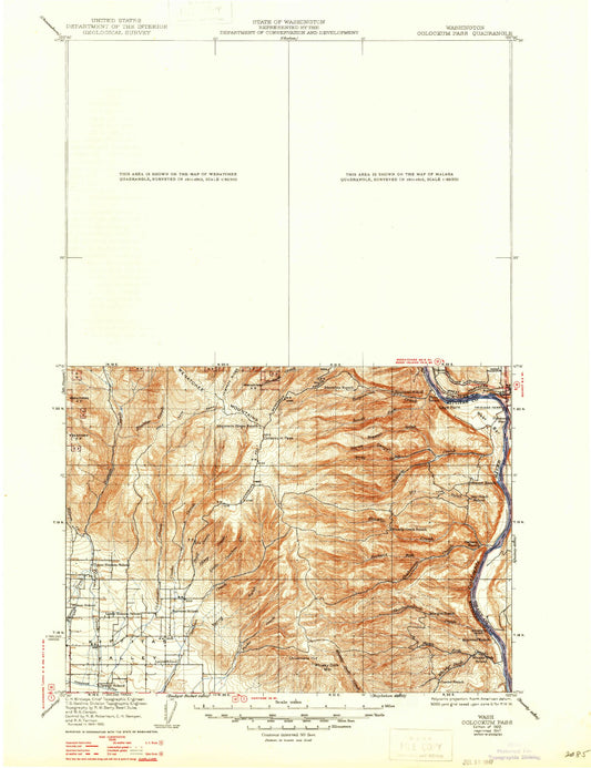 Historic 1922 Colockum Pass Washington 30'x30' Topo Map Image