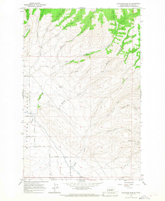 Classic USGS Colockum Pass SE Washington 7.5'x7.5' Topo Map Image