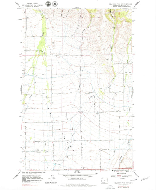 Classic USGS Colockum Pass SW Washington 7.5'x7.5' Topo Map Image